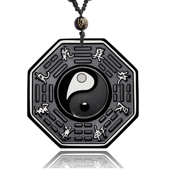 NWT Black Obsidian Yin Yang Adjustable Necklace for Men or Women! - Picture 5 of 8